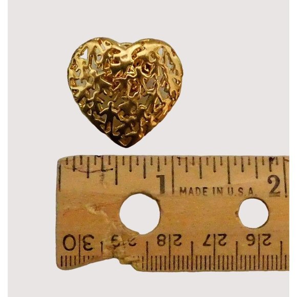 Set of 4 Fashion Pins Heart Circles Floral Brooch Pin Back Gold Tone - Picture 6 of 9